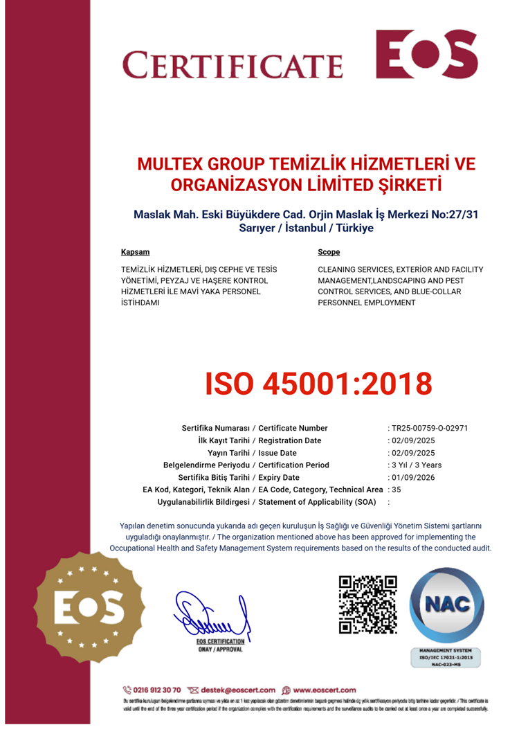 ISO 45001:2018 Sertifikası