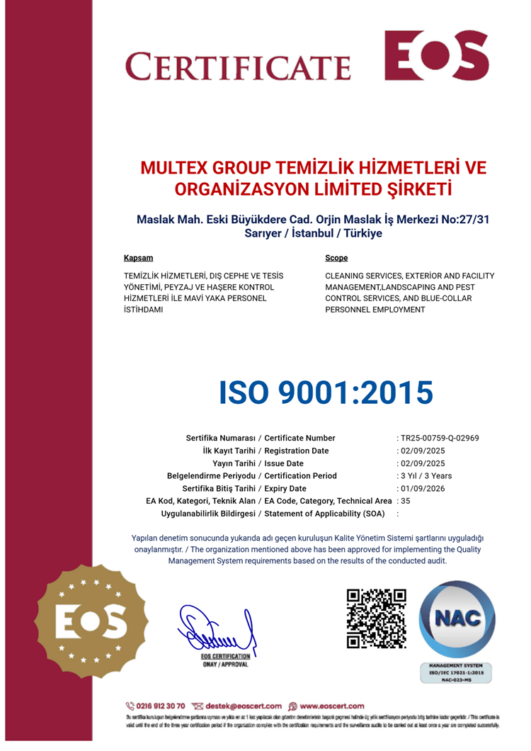ISO 9001:2015 Sertifikası